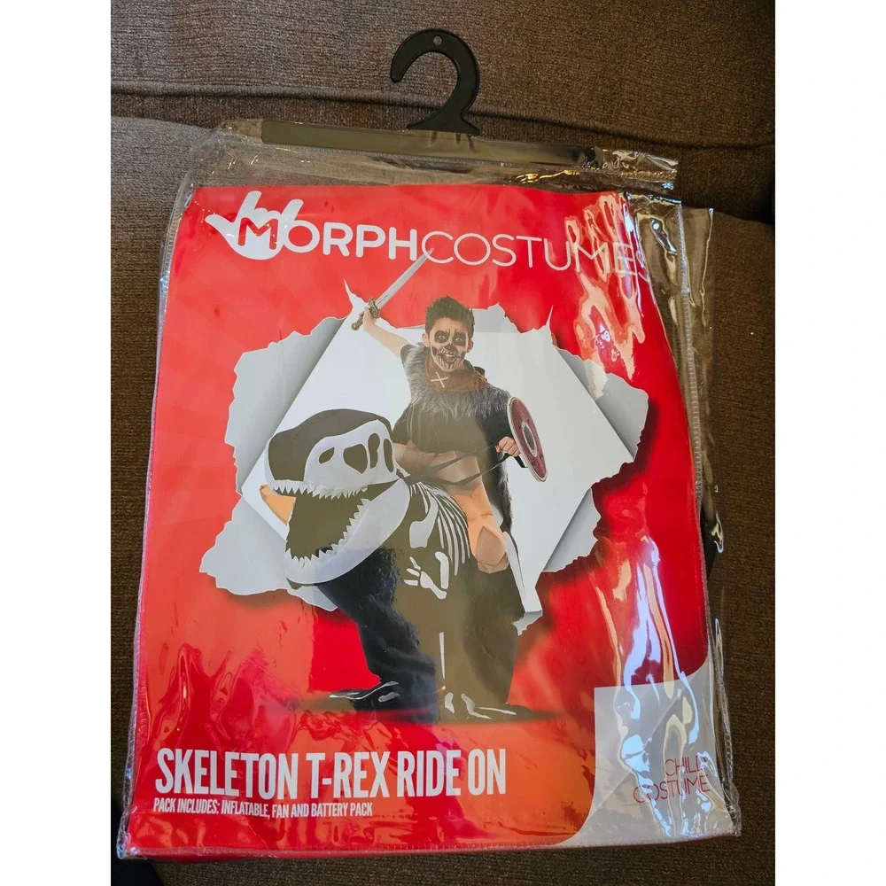 MorphCostumes Skeleton T Rex Ride On Inflatable Child Costume Fan Battery‎ Pack